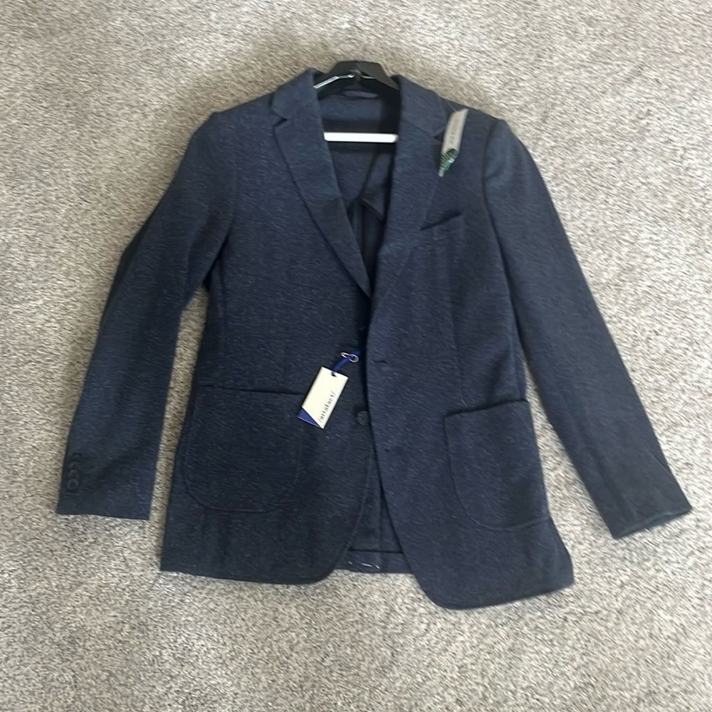 Heathered knit blazer, blue, M